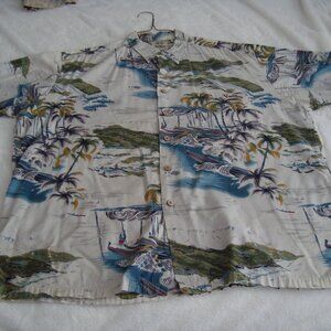 Pau Hana Tropical Hawaiian Short Sleeve Button Down Shirt sz XL